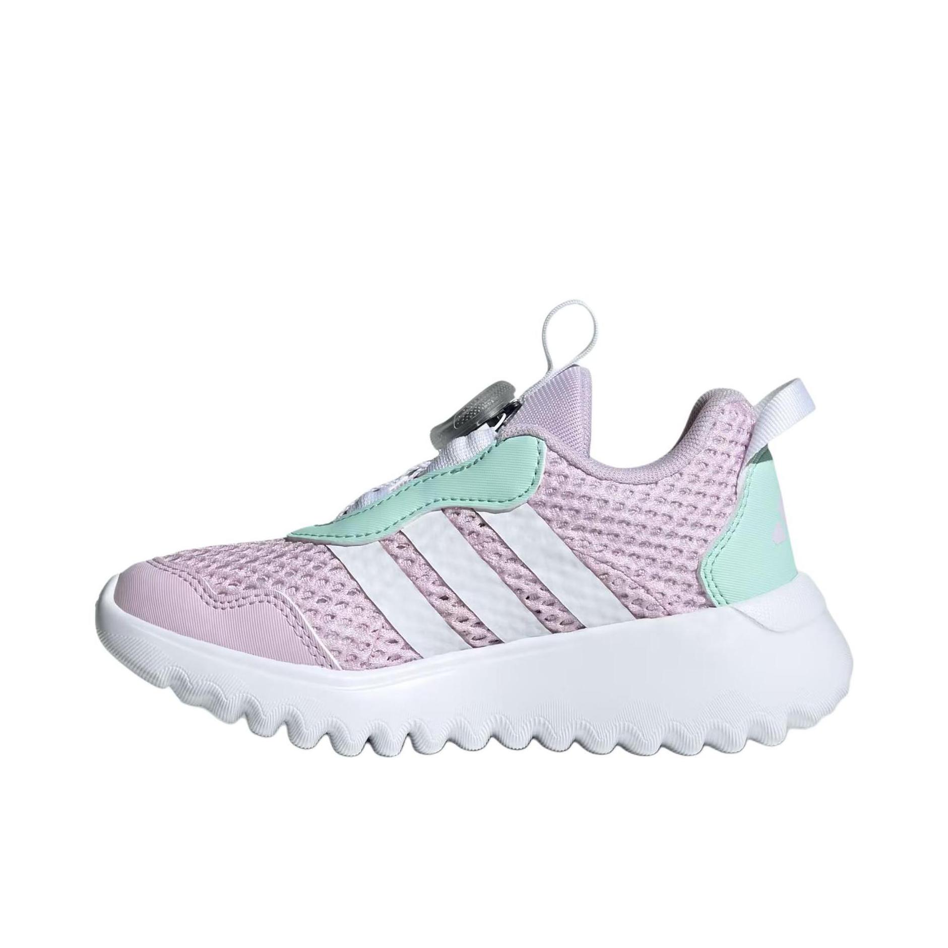 推荐商品：adidas ActiveFlex BOA 4.0 运动休闲鞋 支撑回弹旋转按钮轻便训练 大童/冰浅紫色/白色/薄荷绿
