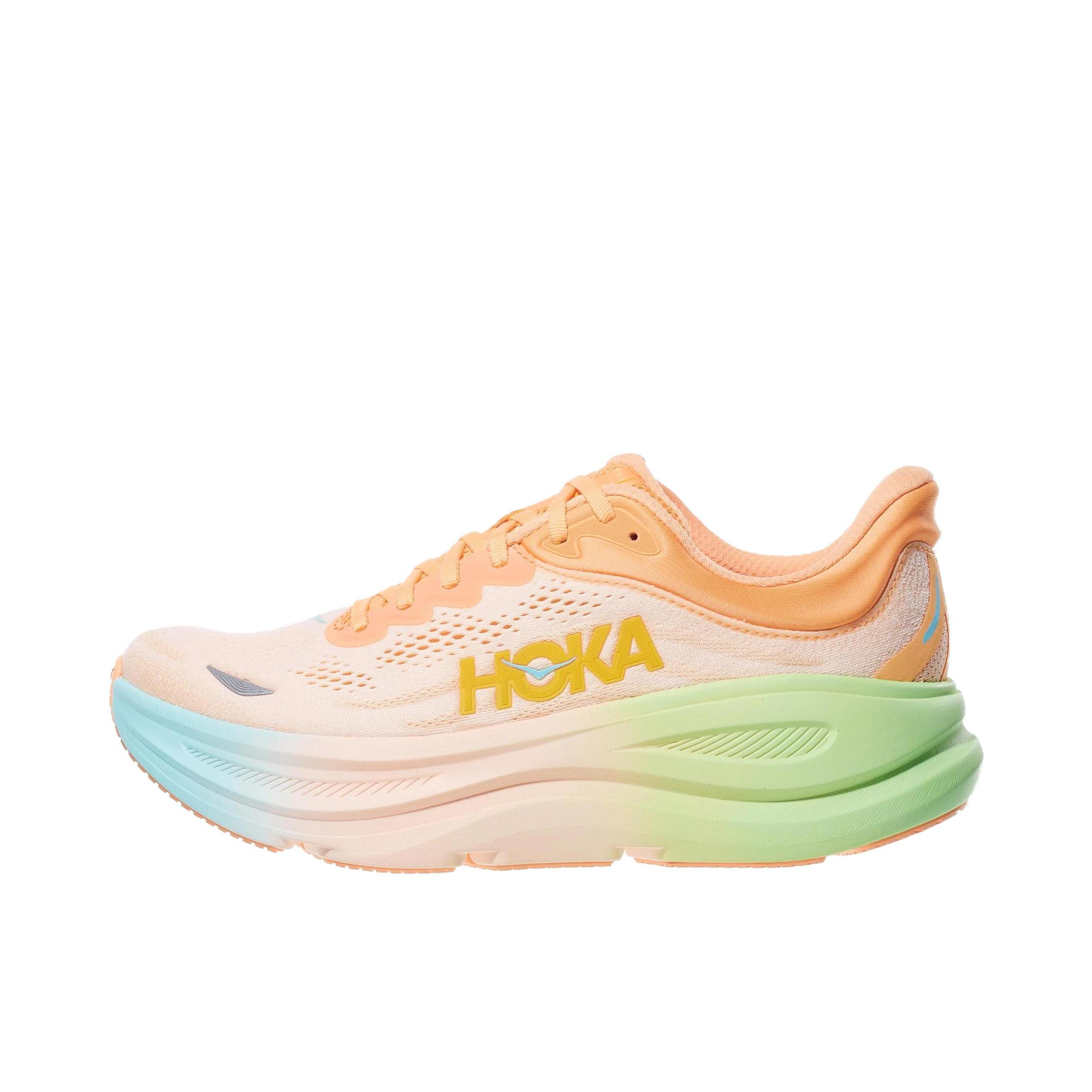 推荐商品：HOKA ONE ONE Bondi 9 越野跑鞋 防滑耐磨缓震透气低帮舒适百搭 霜白色/浅橘色 