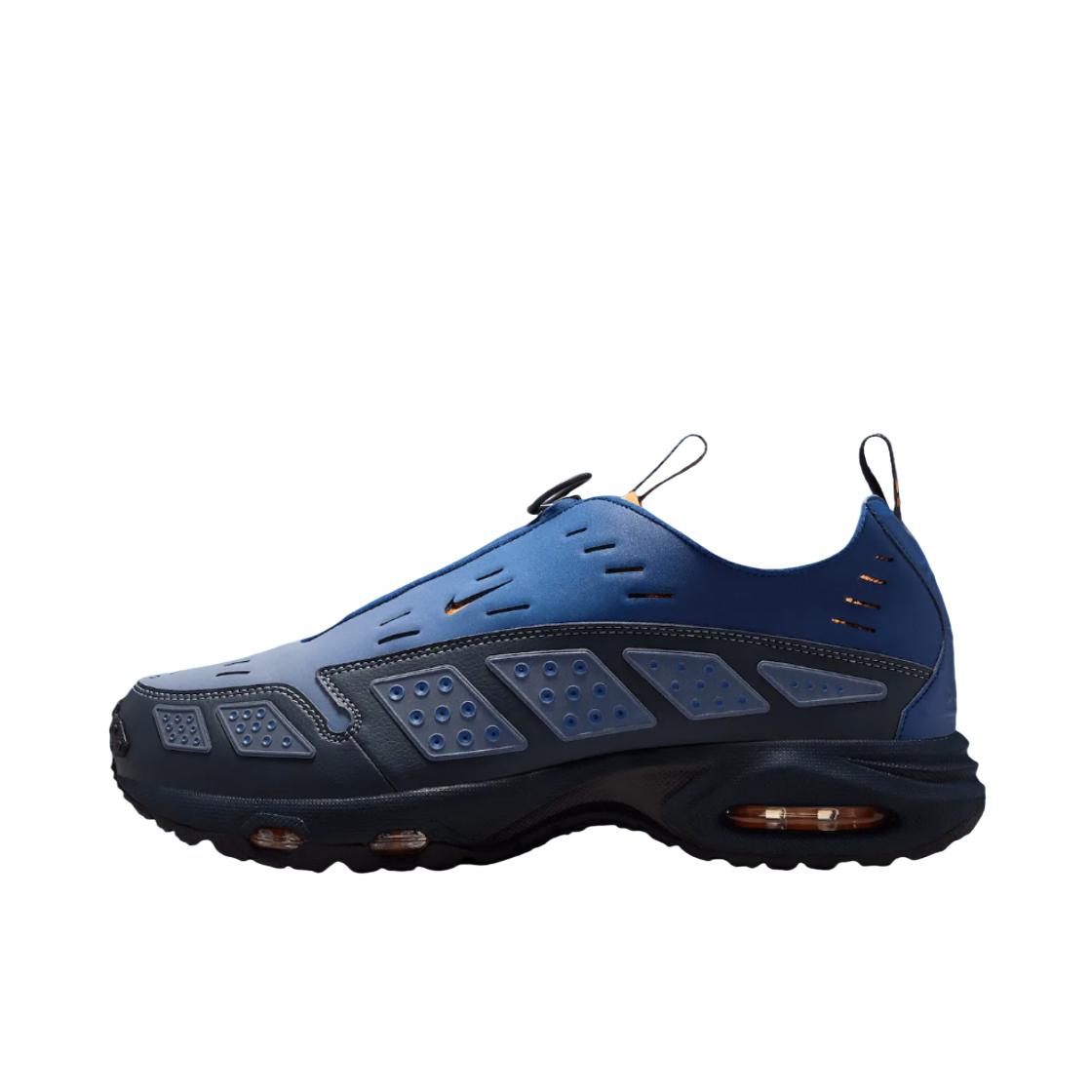 推荐商品：Nike Air Max SNDR 跑鞋 潮流百搭舒适透气防滑耐磨缓震回弹轻便支撑织物低帮贴合 蓝色/黑色