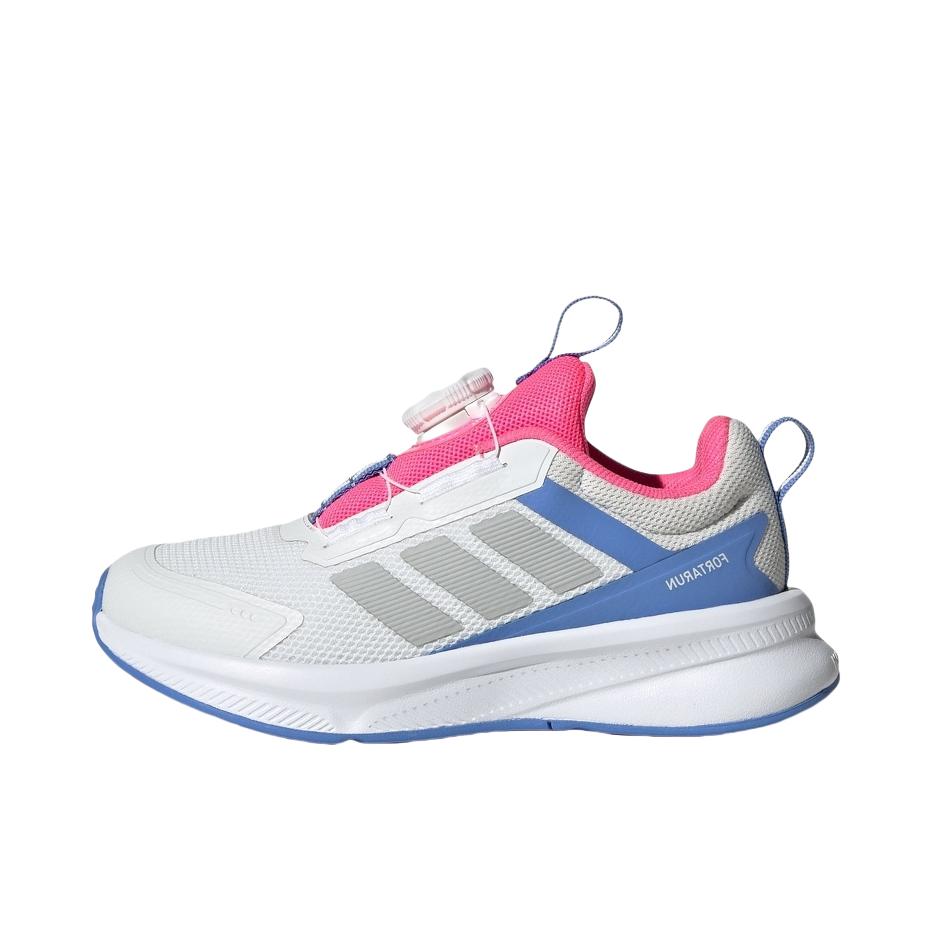 推荐商品：adidas FortaRun 4.0 HABU 运动休闲鞋 圆头时尚舒适旋转按钮训练防泼水 大童/晶白色/浅灰色/亮粉色