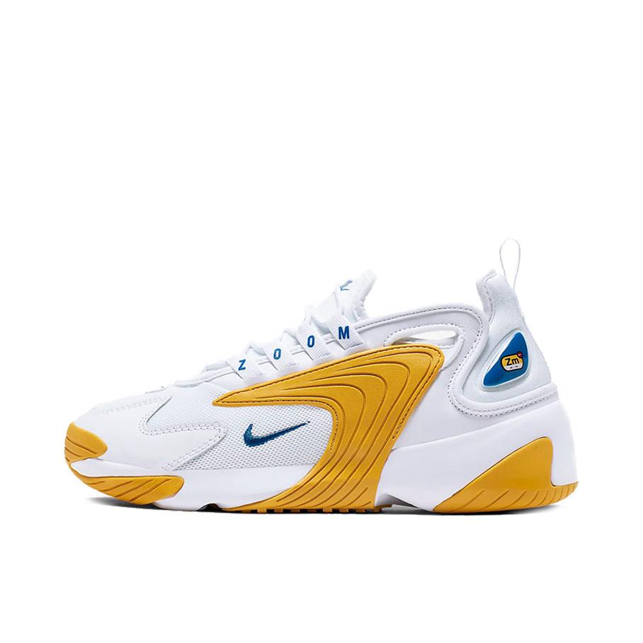 推荐商品：Nike Zoom 2K 运动休闲鞋 潮流复古缓震耐穿圆头 White/Yellow/Blue 白黄蓝