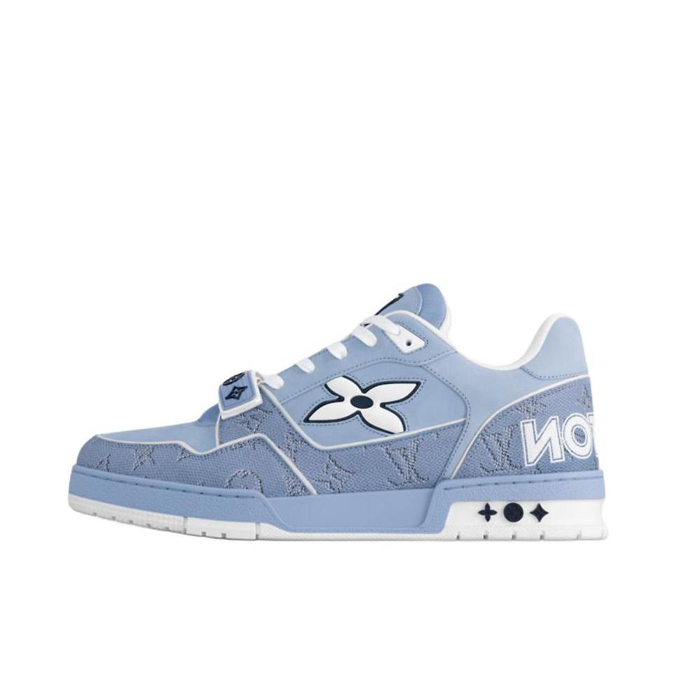 推荐商品：Louis Vuitton 路易威登 Trainer 圆头 系带 低帮 橡胶 板鞋 蓝色 