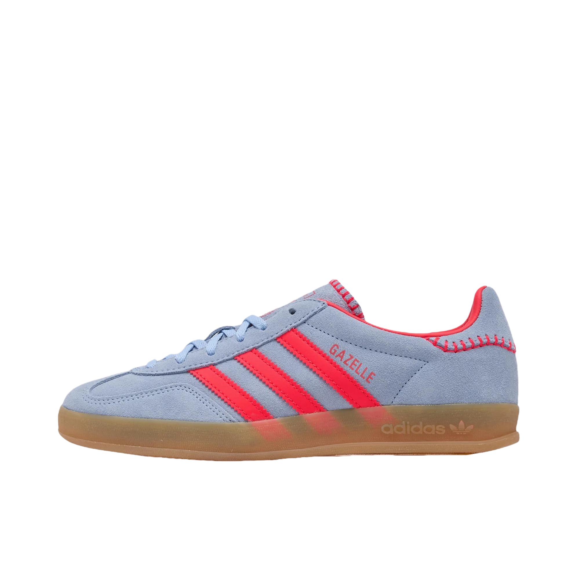 推荐商品：adidas Originals Gazelle Indoor T头鞋 德训鞋 板鞋 舒适缓震防滑耐磨绒面革复古 女款/蓝色/红色