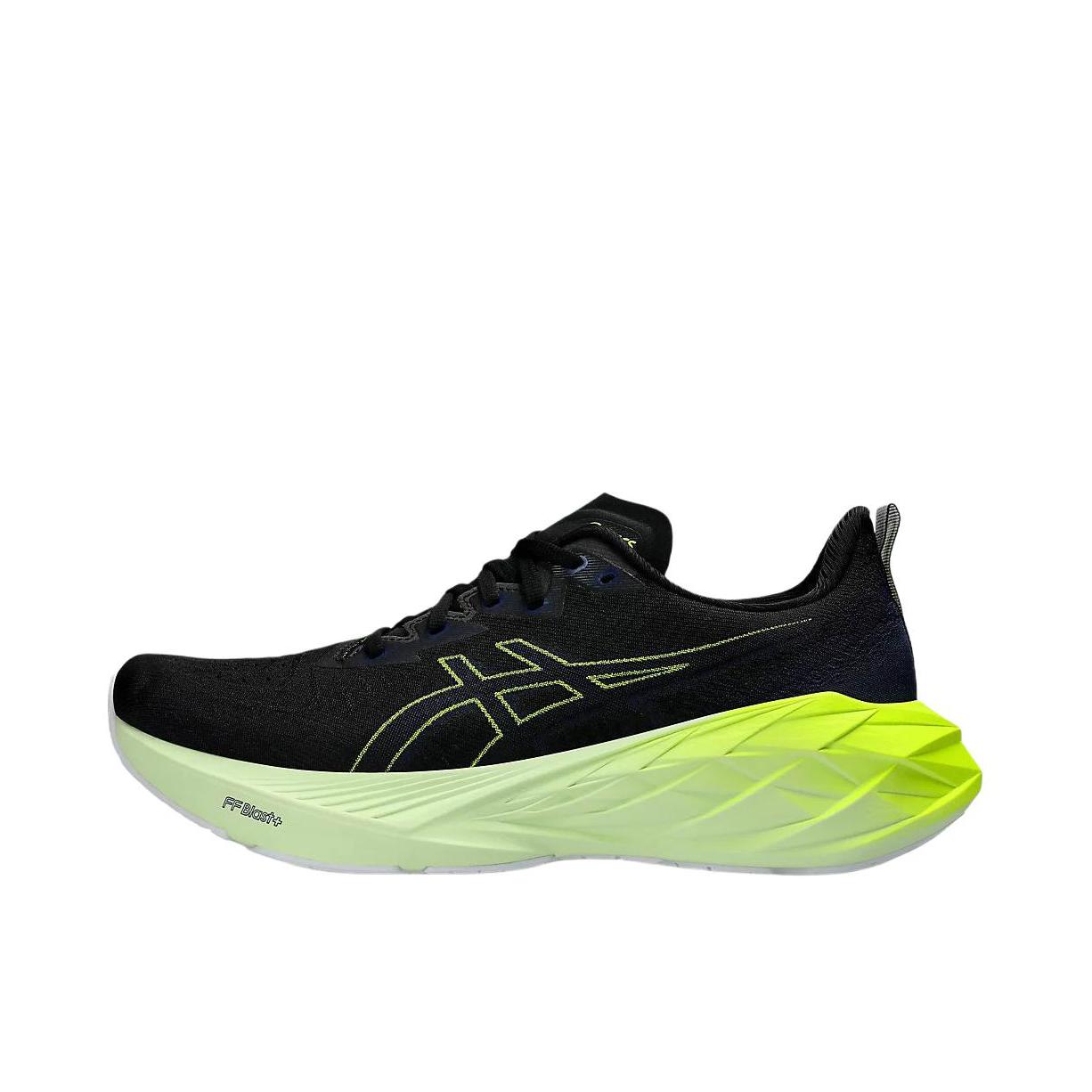 推荐商品：Asics/亚瑟士 Novablast 4 跑鞋 防滑耐磨缓震回弹舒适排汗透气织物长跑夜跑 2E宽/黑色/绿色 