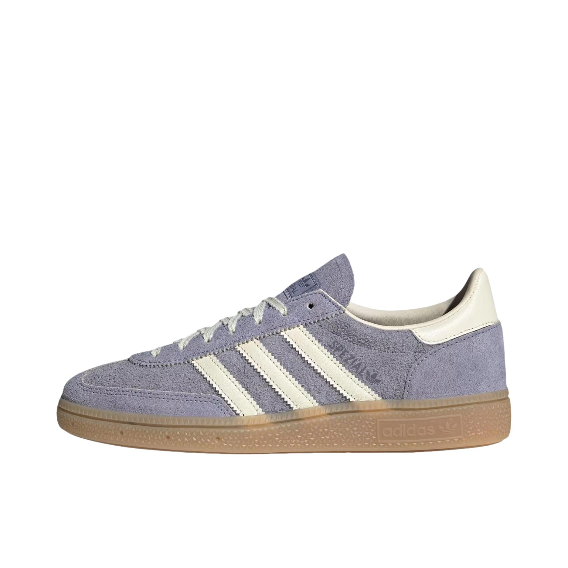 推荐商品：adidas Originals Handball Spezial 薄底鞋 T头鞋 德训鞋 板鞋 简约百搭复古轻便防滑耐磨贴合圆头耐穿 紫色/白色/棕色