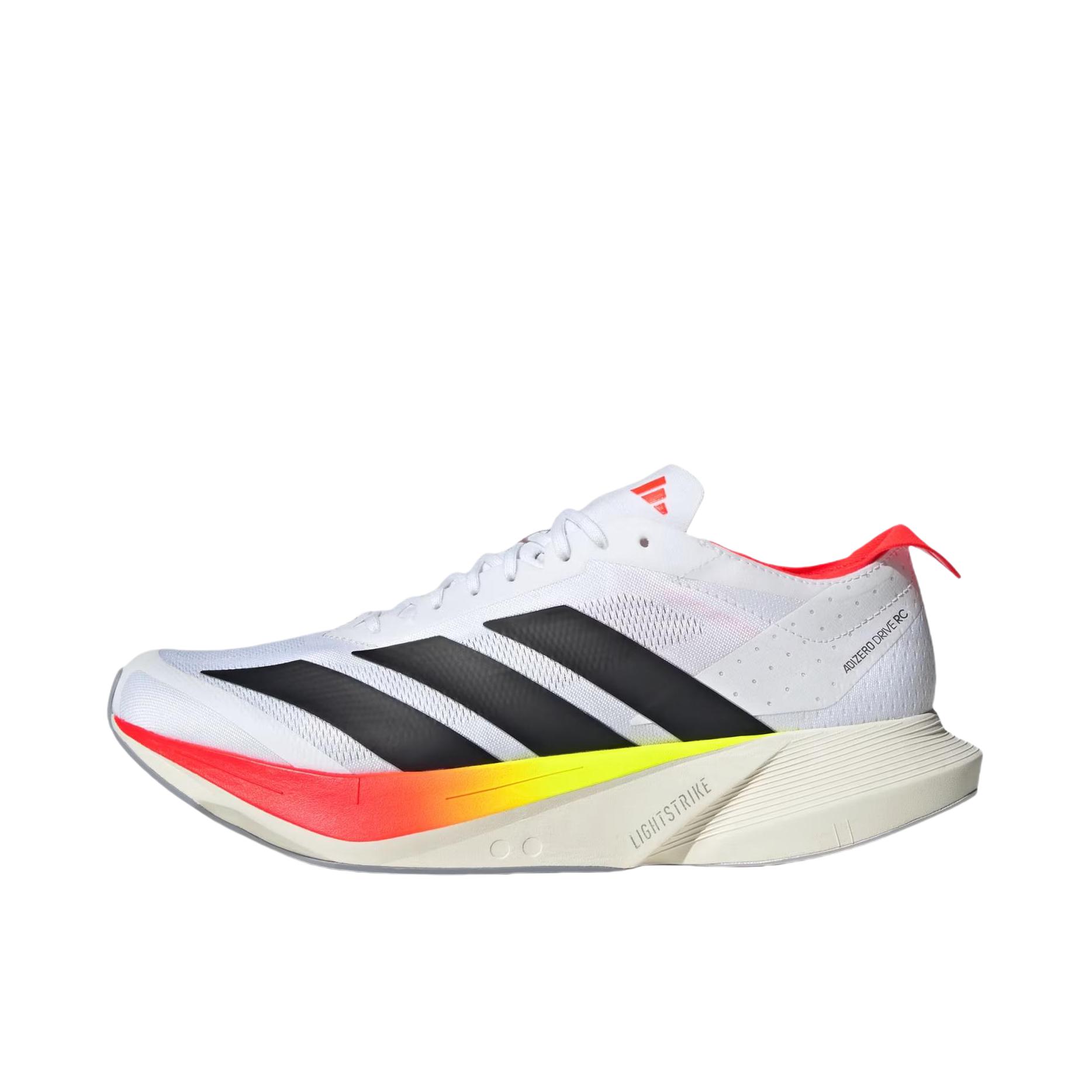 adidas ADIZERO DRIVE RC 跑鞋 专业竞速减震支撑回弹碳柱涤纶轻便防滑 白色/红色