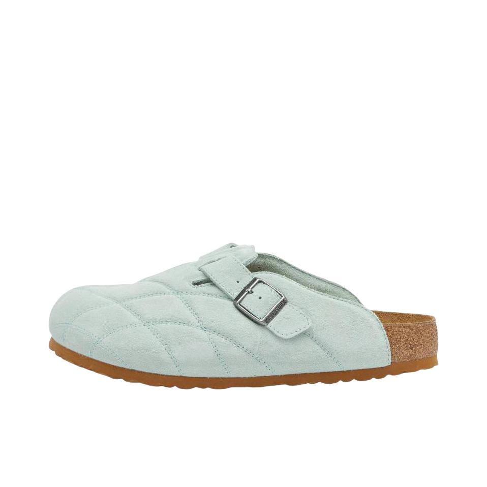 推荐商品：Birkenstock Boston系列 勃肯鞋 半拖鞋 防滑防磨包头软底搭扣秋冬绒面革牛皮软木 穆勒鞋一脚蹬 蓝色/深棕色