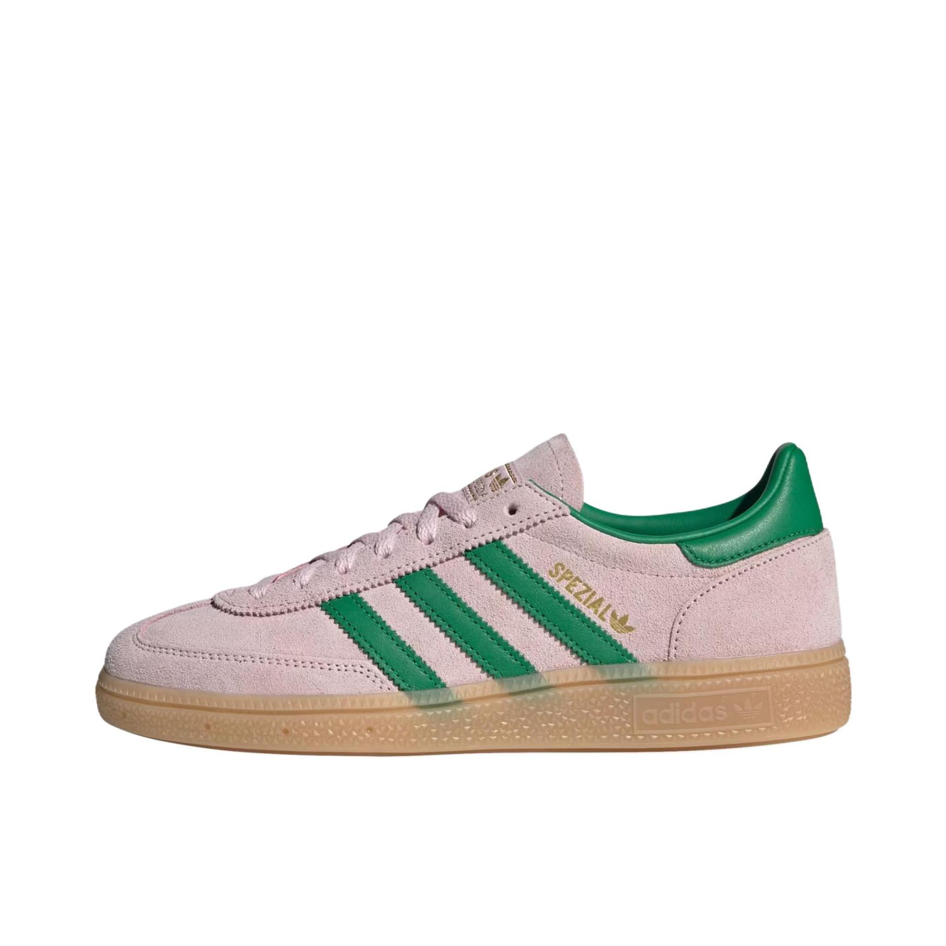 推荐商品：adidas Originals Handball Spezial 薄底鞋 T头鞋 德训鞋 板鞋 简约百搭复古轻便防滑耐磨贴合圆头耐穿 浅粉色/绿色