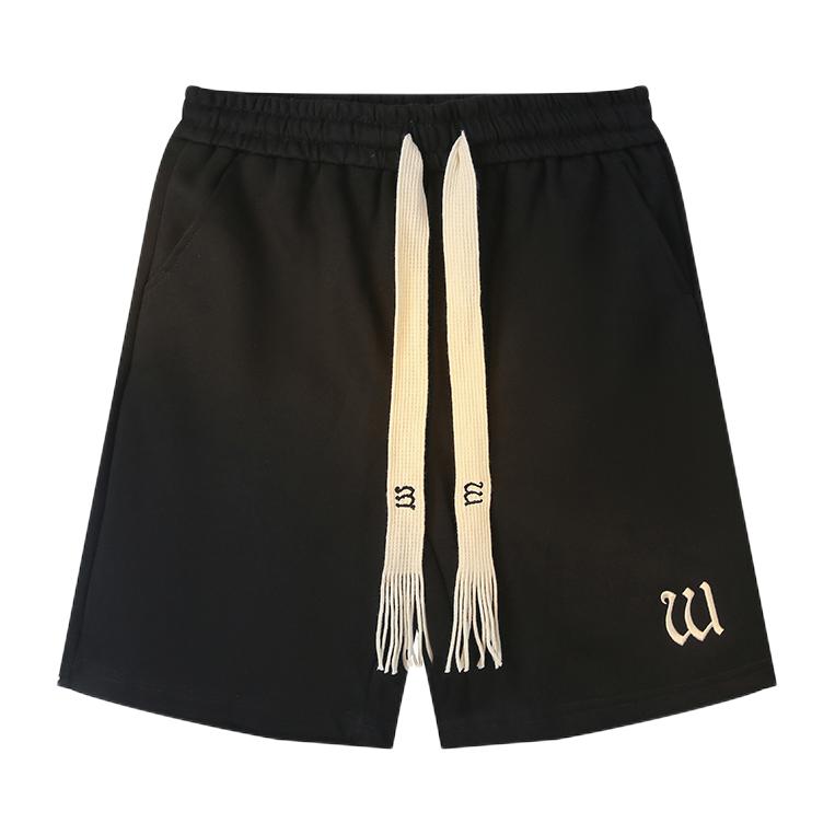 推荐商品：Worthwhile 无性别直筒五分针织休闲短裤 WD400677992 黑