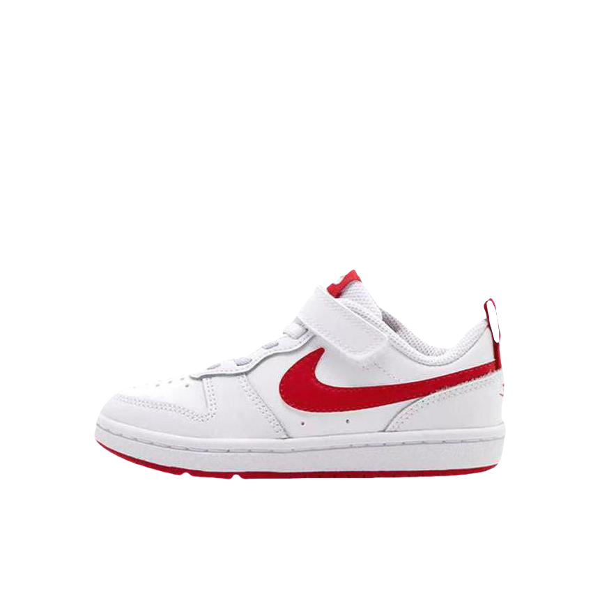 推荐商品：Nike Court Borough 2 魔术贴 减震回弹 支撑 耐磨透气 舒适休闲 防滑 运动 小白鞋 板鞋儿童 小童/红色/白色