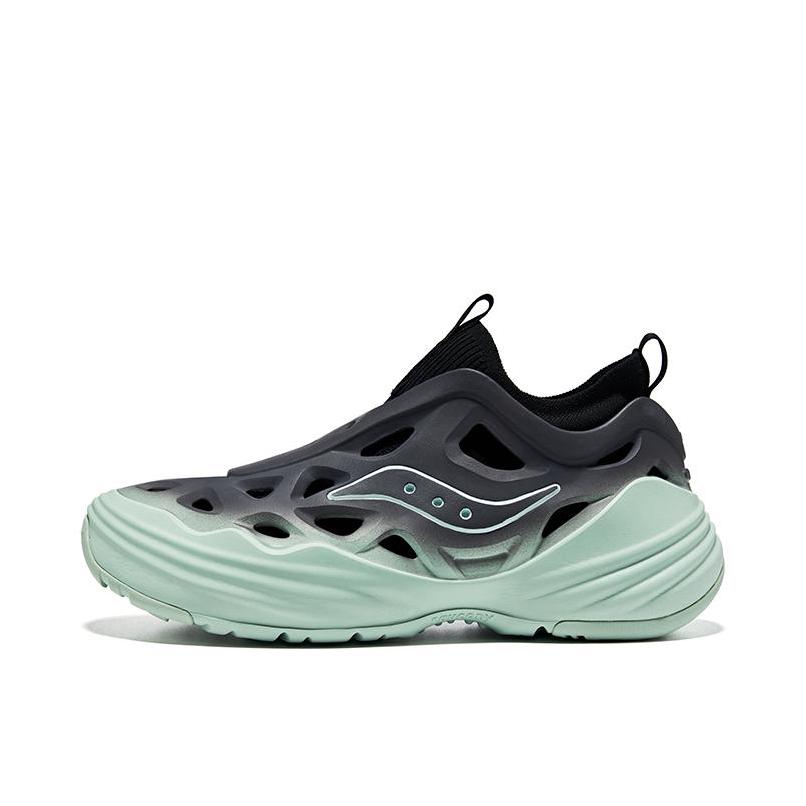 推荐商品：Saucony/索康尼 Foam Web 防滑防撞 溯溪缓震 防水 轻量化 徒步越野 复古百搭 溯溪鞋 运动休闲鞋 黑色/绿色
