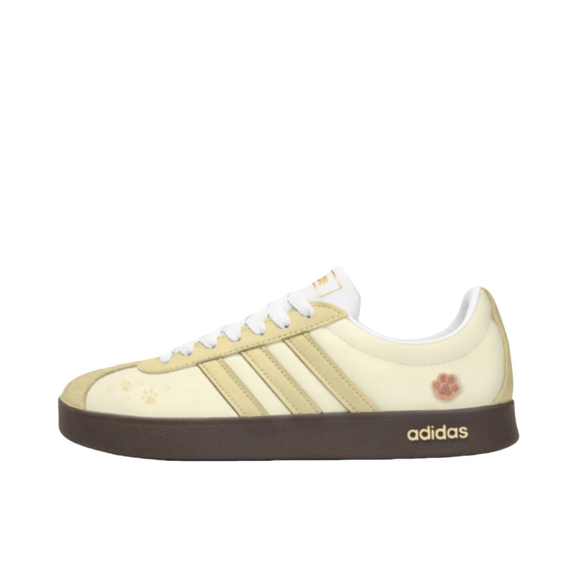 推荐商品：【定制球鞋】Adidas neo VL Court 2.0 德训鞋 板鞋 复古轻便耐磨芭蕾风甜美文艺抗冲击性防水 萌喵黄爪