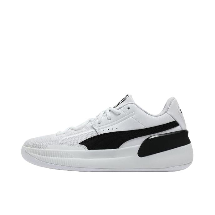 Puma Clyde Hardwood Team 舒适缓震 网布透气 防滑耐磨 篮球鞋 纯白/黑色