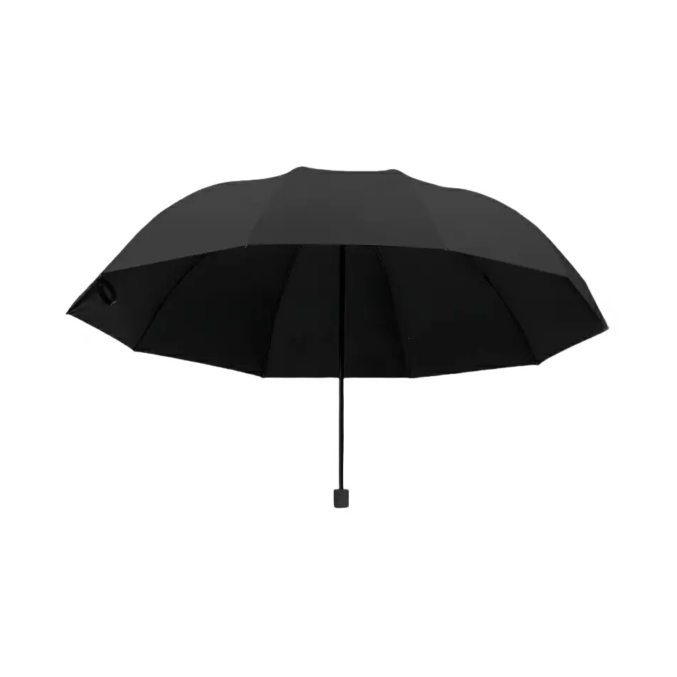 推荐商品：宝叶 UV款 三折 黑胶 三人直径140cm晴雨伞 手动