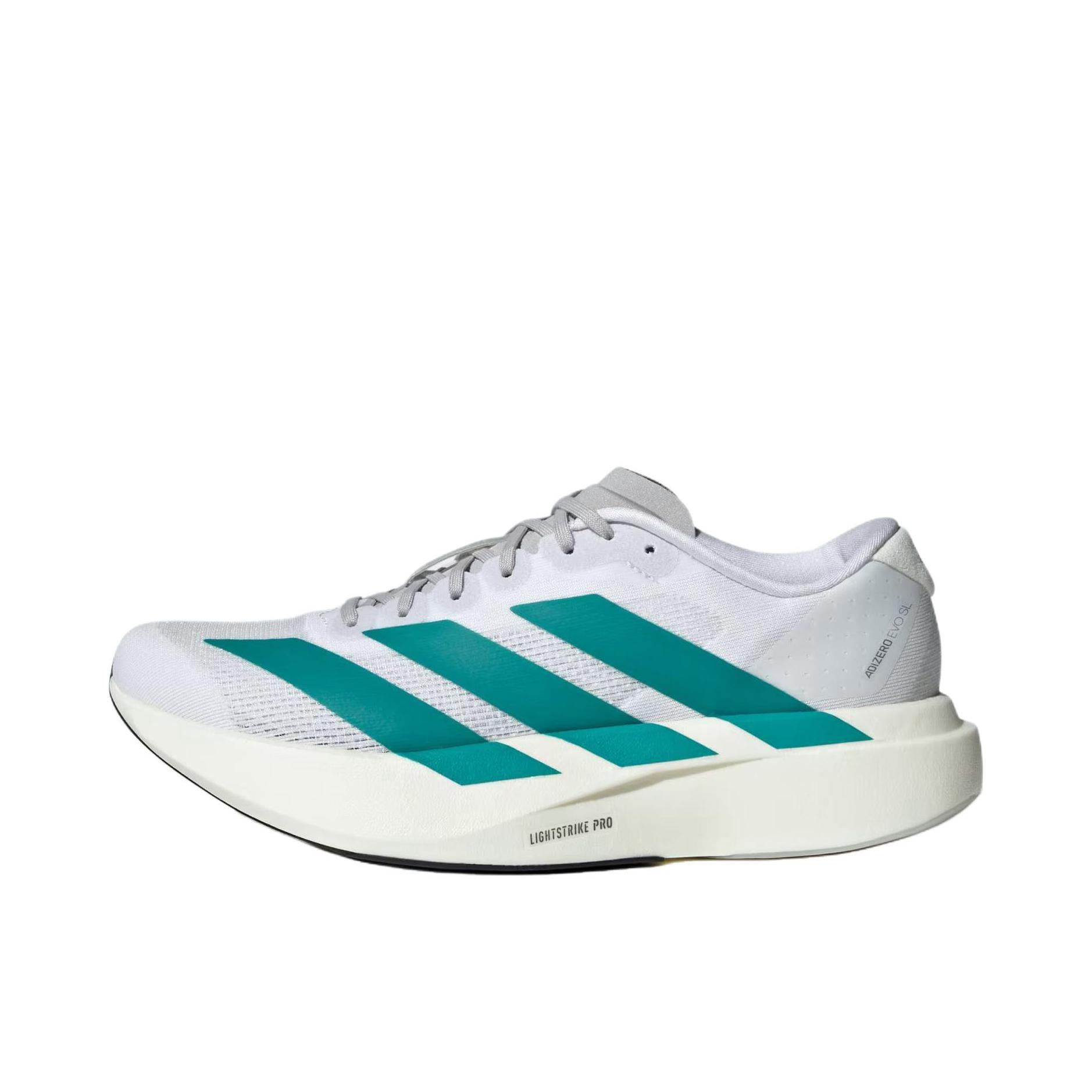 推荐商品：【梅西同款】 adidas Adizero Evo SL 跑鞋 缓震防滑圆头轻便运动马拉松竞速训练 白色/绿色