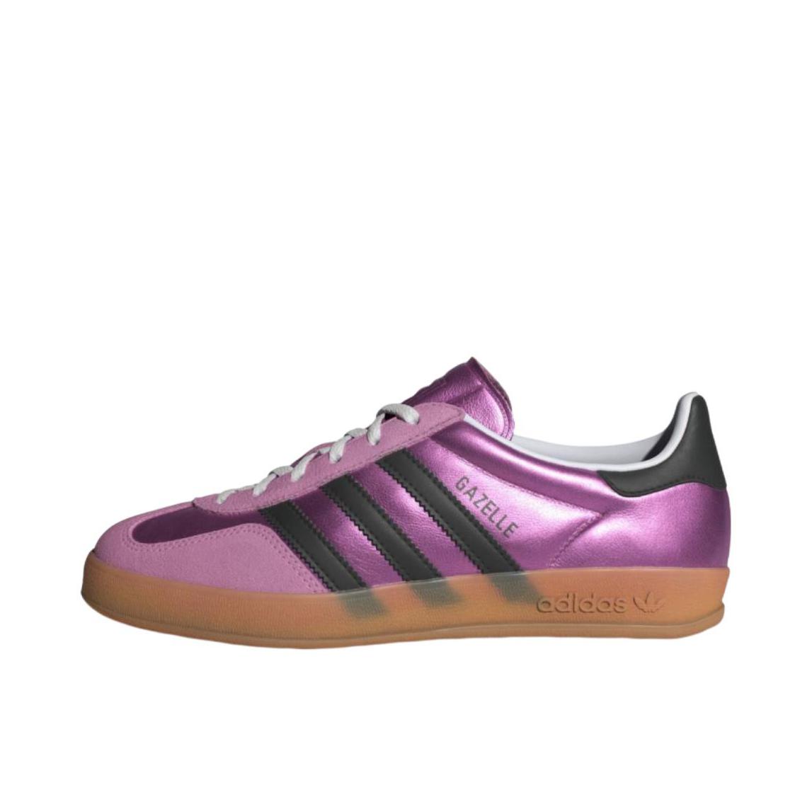 推荐商品：adidas Originals Gazelle Indoor T头鞋 德训鞋 板鞋 舒适缓震防滑耐磨绒面革复古 淡紫色/核心黑色 