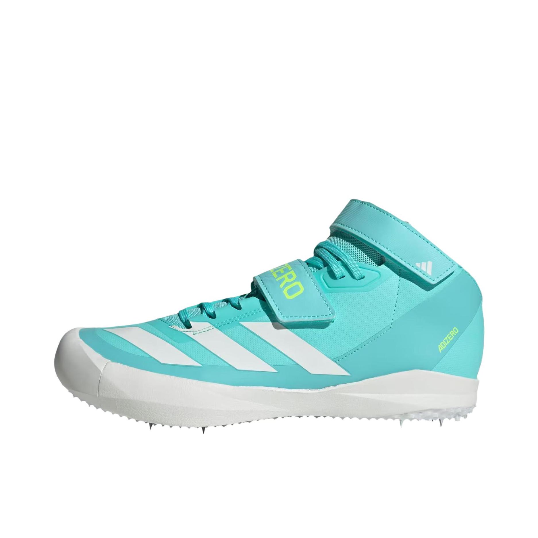 推荐商品：adidas Adizero Javelin 防滑 田径 耐磨 舒适 训练鞋 蓝色/零金属银/明亮柠檬黄