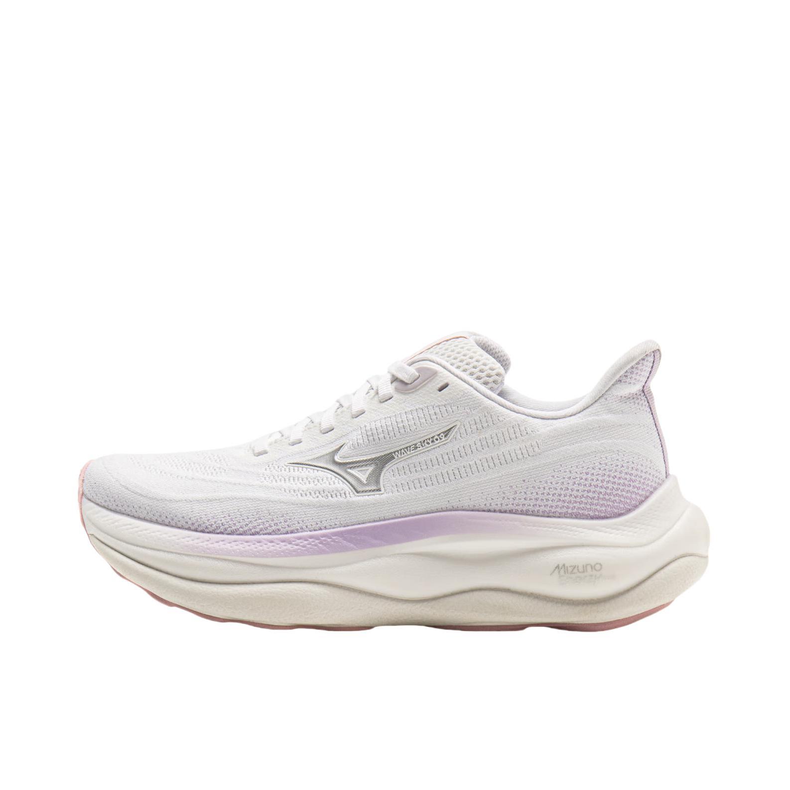 推荐商品：Mizuno/美津浓 WAVE SKY 9 慢跑鞋 跑鞋 缓震支撑稳定防滑软弹 女款/白色/紫色