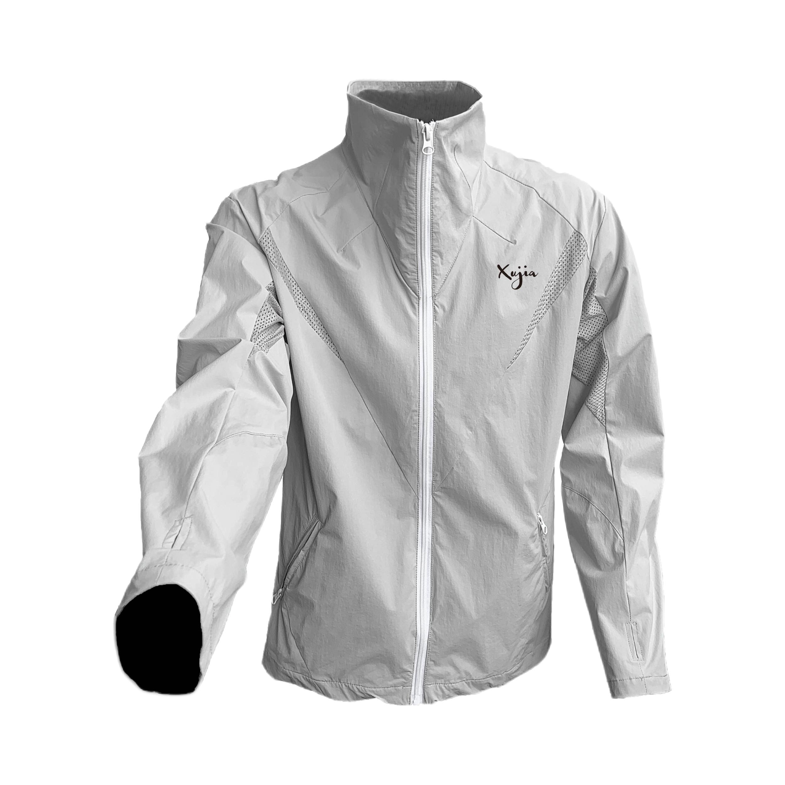 推荐商品：XUJIA/煦加 吸湿排汗透气开衫薄款防晒衣 XJ-90831 白灰