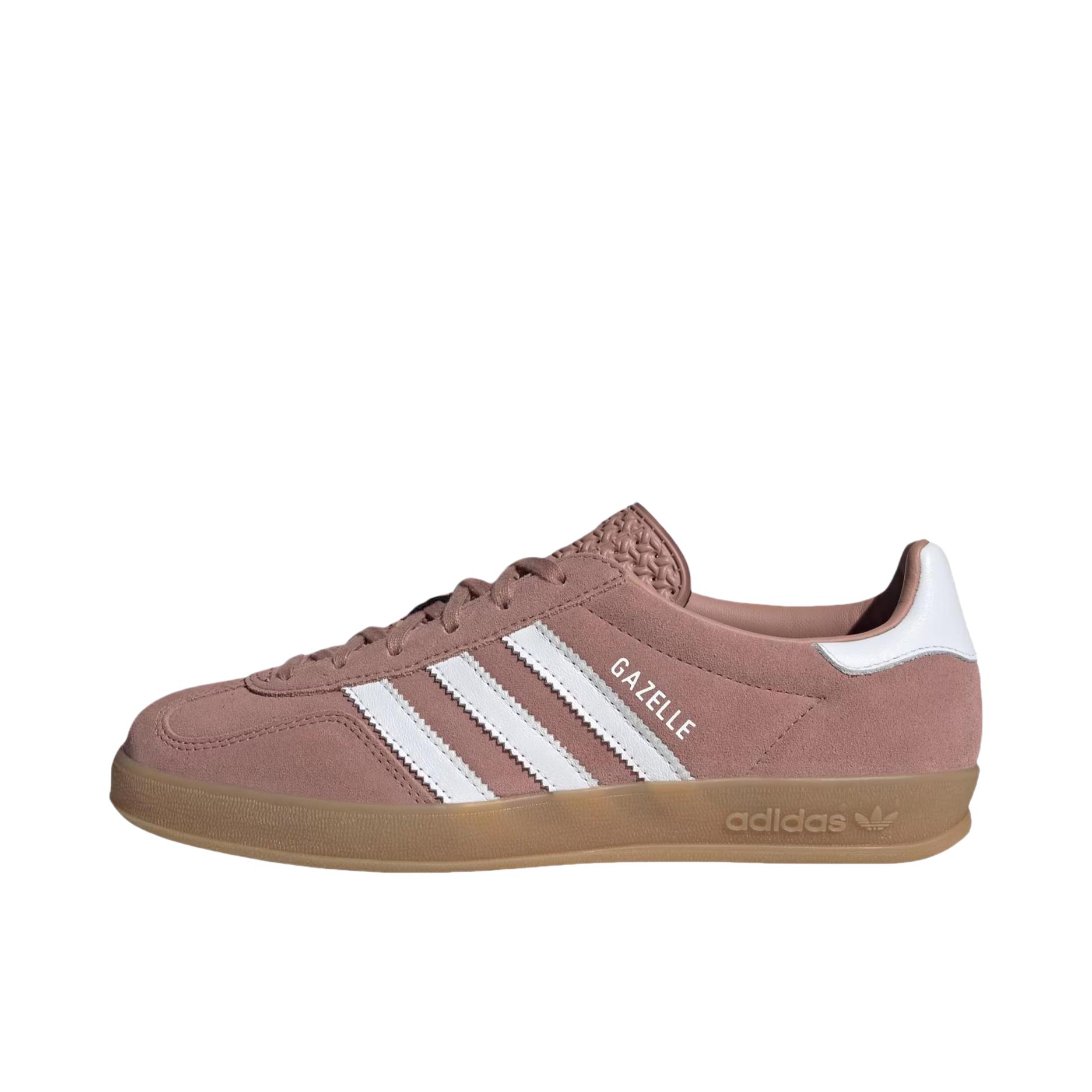 推荐商品：adidas Originals Gazelle Indoor T头鞋 德训鞋 板鞋 舒适缓震防滑耐磨绒面革复古 暖土褐色/白色/树脂黄