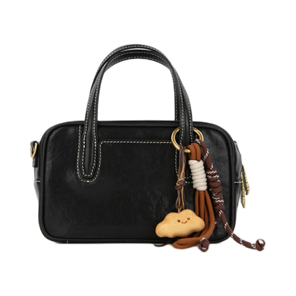 推荐商品：【赵昭仪同款】herbal heaven/食草堂 方糖头层植鞣皮斜挎单肩包波士顿包保龄球包手提包