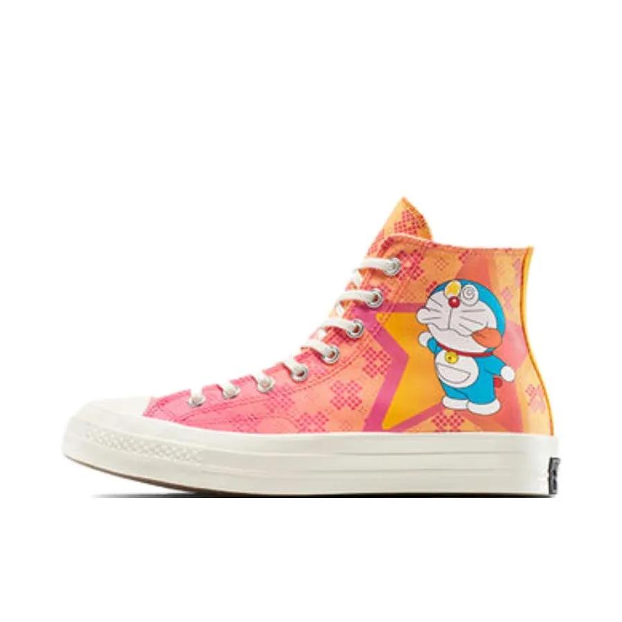 推荐商品：Converse/匡威 Chuck 70 帆布鞋 防滑耐磨薄底轻便透气舒适百搭复古时尚贴合圆头流光风 哆啦A梦联名/橙色/粉色