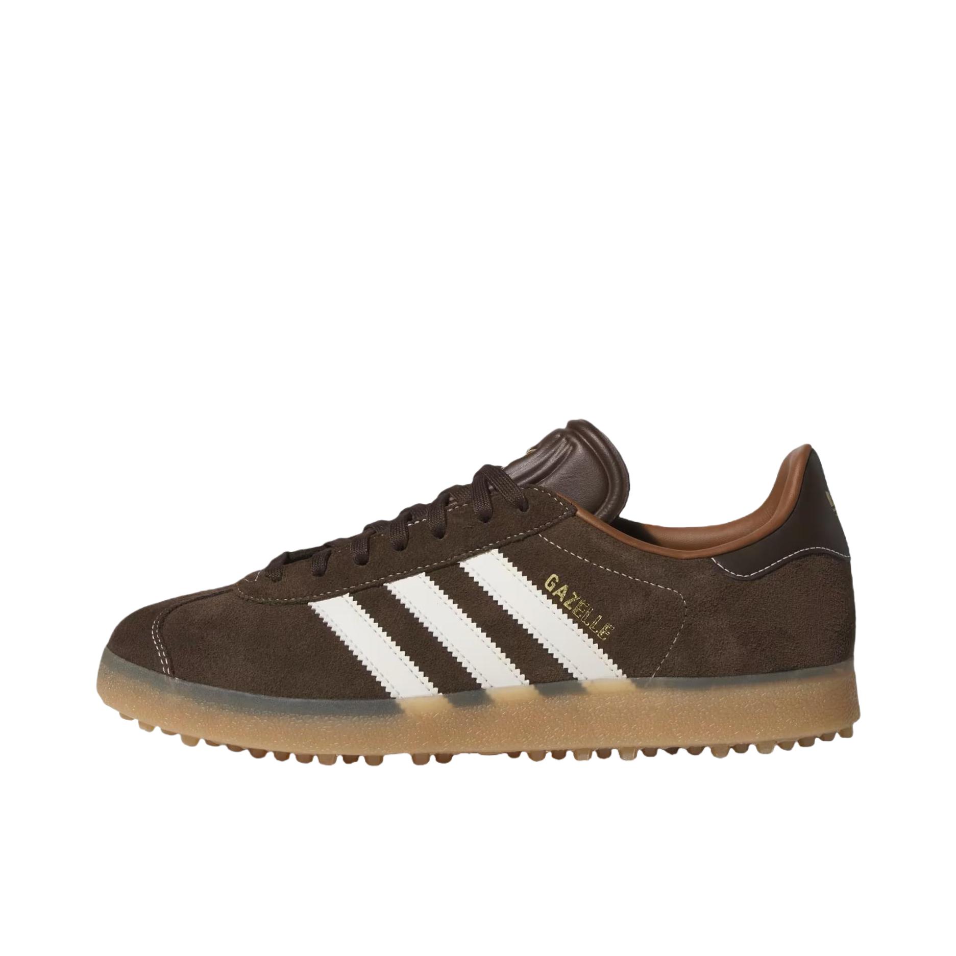 推荐商品：adidas Originals GAZELLE 高尔夫鞋 百搭耐磨低帮 深棕色/白垩白