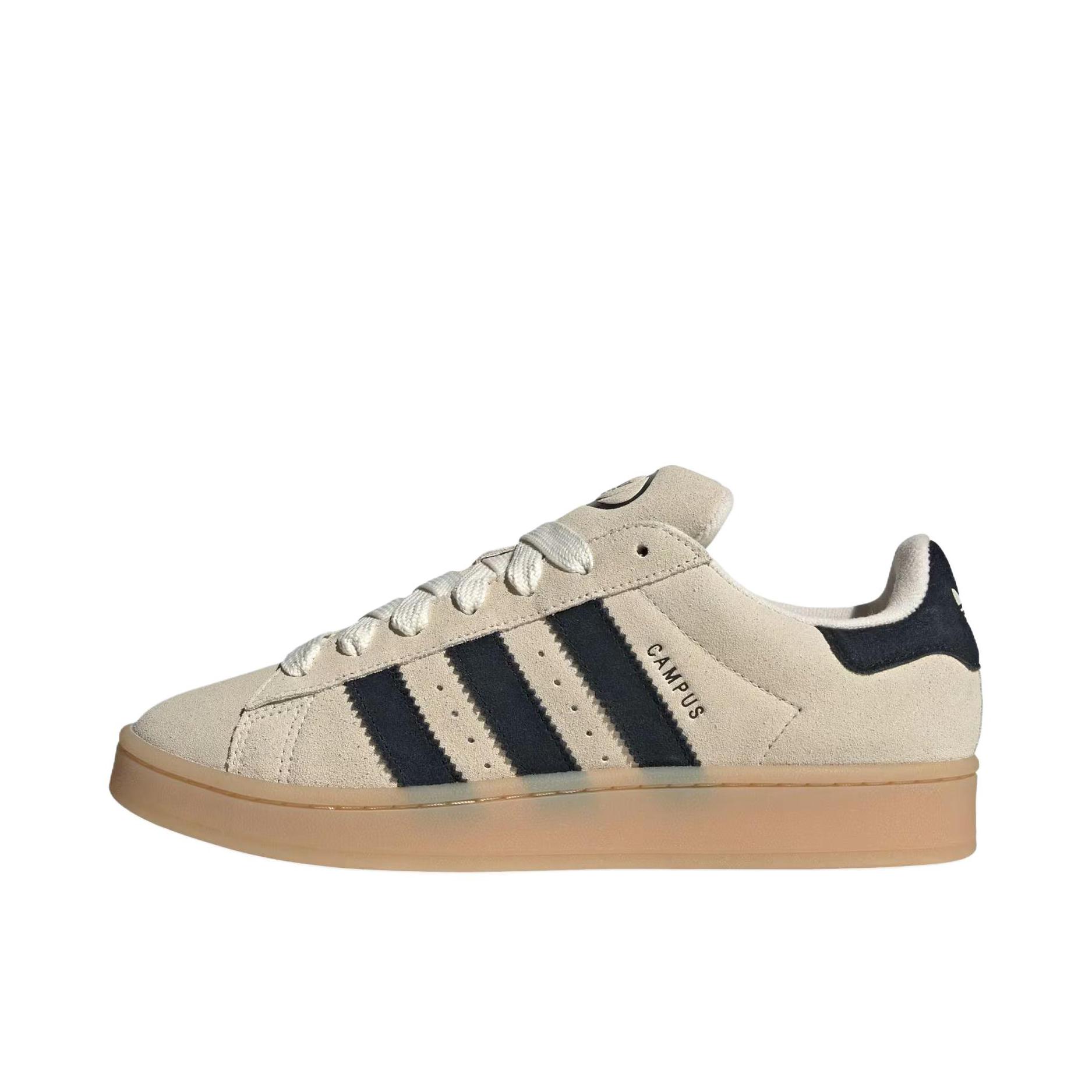 推荐商品：adidas Originals Campus 00s 板鞋 面包鞋 复古缓震透气轻便薄底贴合耐穿圆头包裹性平跟支撑 米色/暗黑色