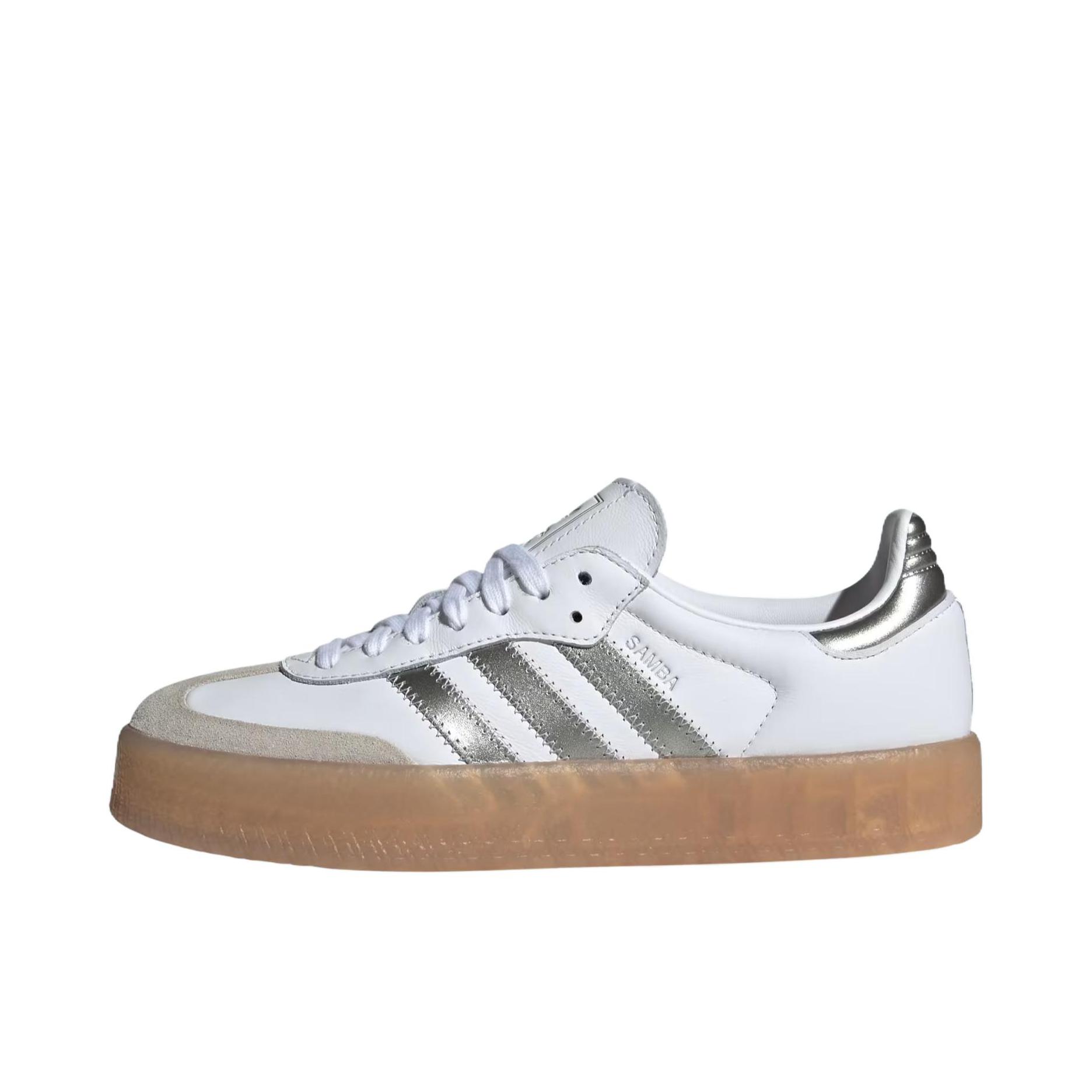 推荐商品：adidas Originals Sambae T头鞋 德训鞋 板鞋 增高包裹性合成革 白色/银色