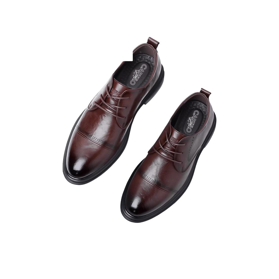 推荐商品：CARTELO/卡帝乐鳄鱼 皮鞋 三接头商务正装内增高 6203 棕色