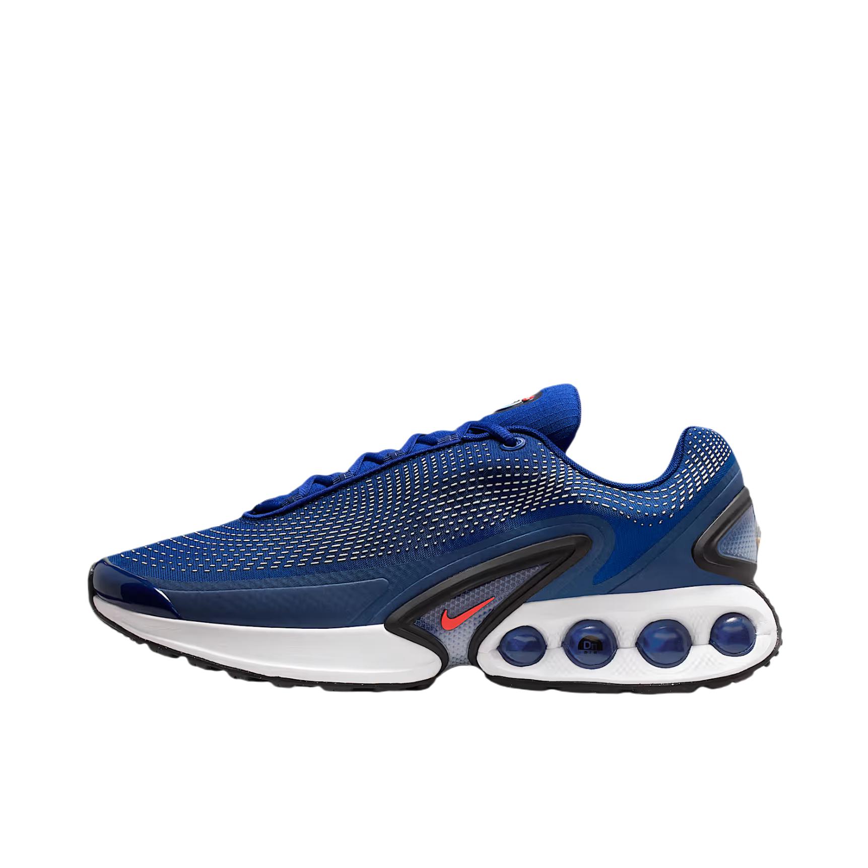 推荐商品：Nike Air Max Dn 运动休闲鞋 柔软防滑耐磨缓震回弹支撑网布透气低帮平跟贴合 深蓝色/白色