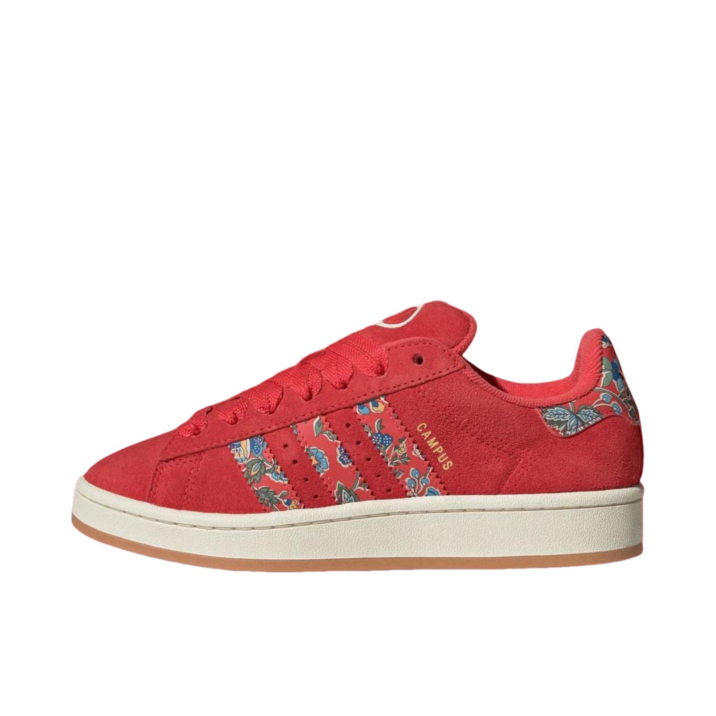 推荐商品：adidas Originals Campus 00s 板鞋 面包鞋 复古缓震透气轻便薄底贴合耐穿圆头包裹性平跟支撑 Liberty London联名/红色 