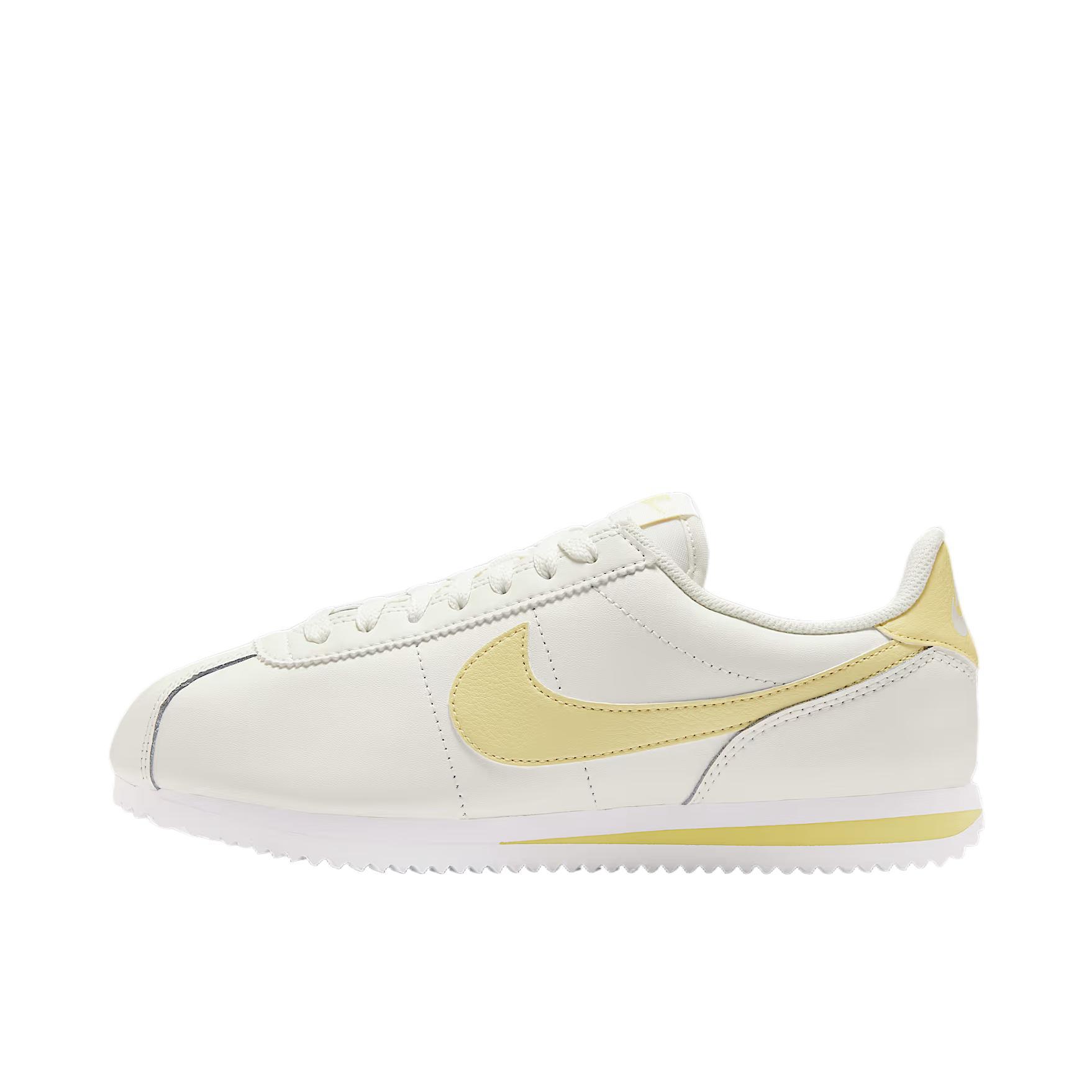 推荐商品：Nike Classic Cortez 阿甘鞋 跑鞋 防滑耐磨缓震透气轻便抓地舒适低帮耐穿贴合 女款/帆白色/白色/柔黄色