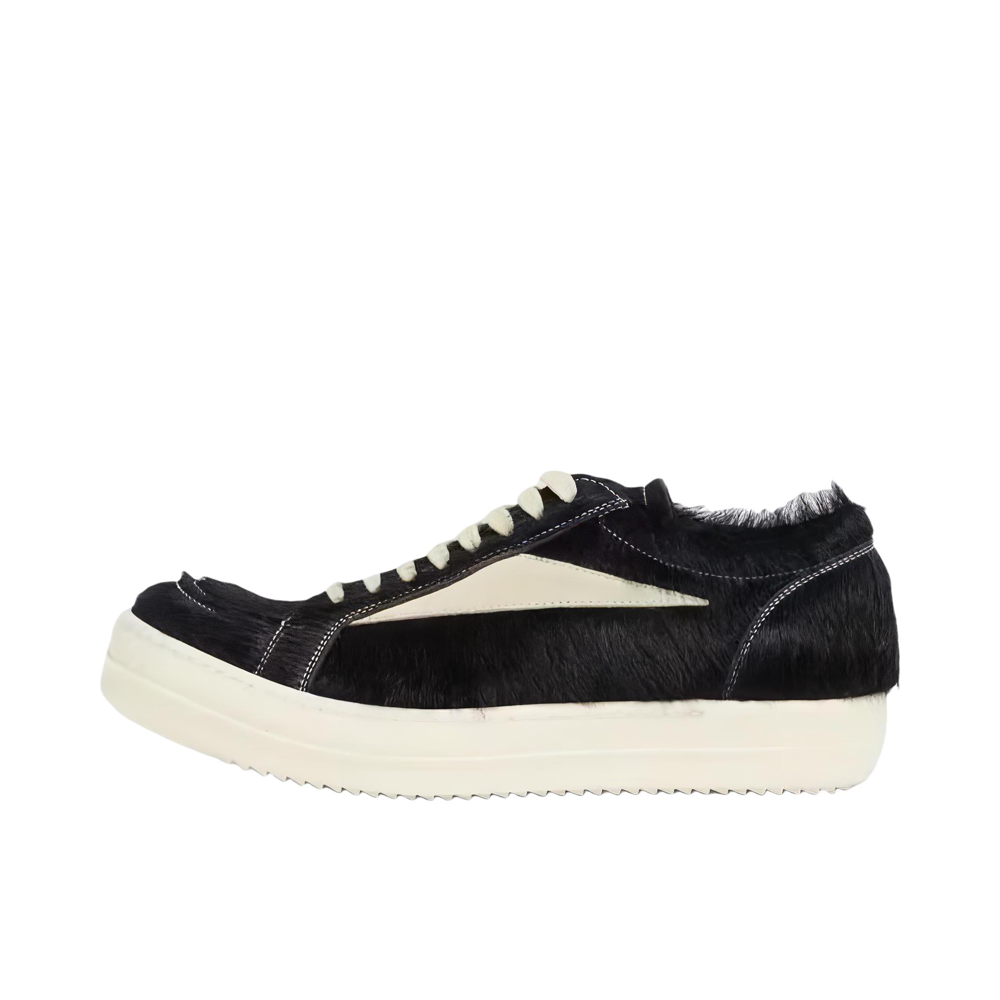 推荐商品：Rick Owens 运动休闲鞋 复古百搭时尚舒适透气耐磨圆头厚底 黑色/米白色
