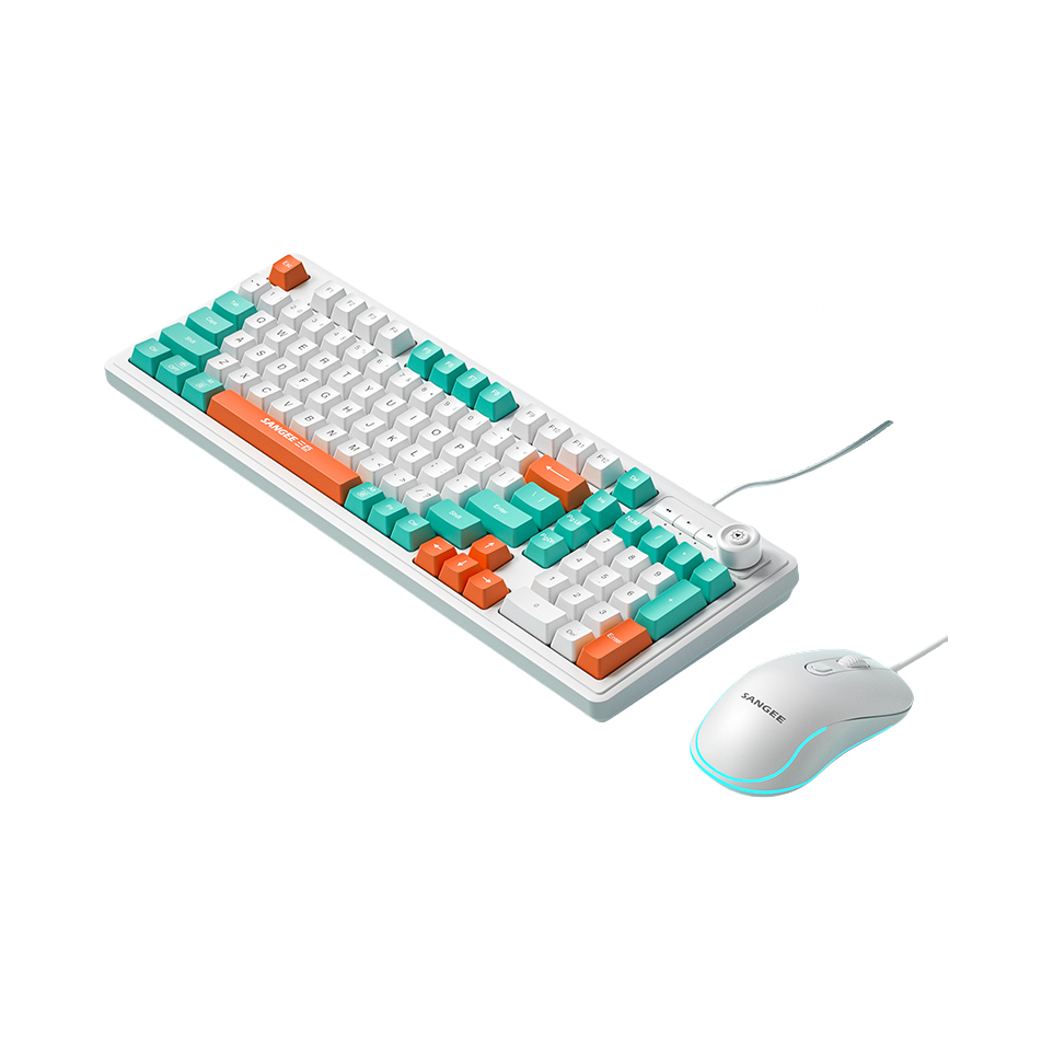 推荐商品：Sangee/三巨 K18+G750 有线 键鼠套装 机械手感 多媒体旋钮