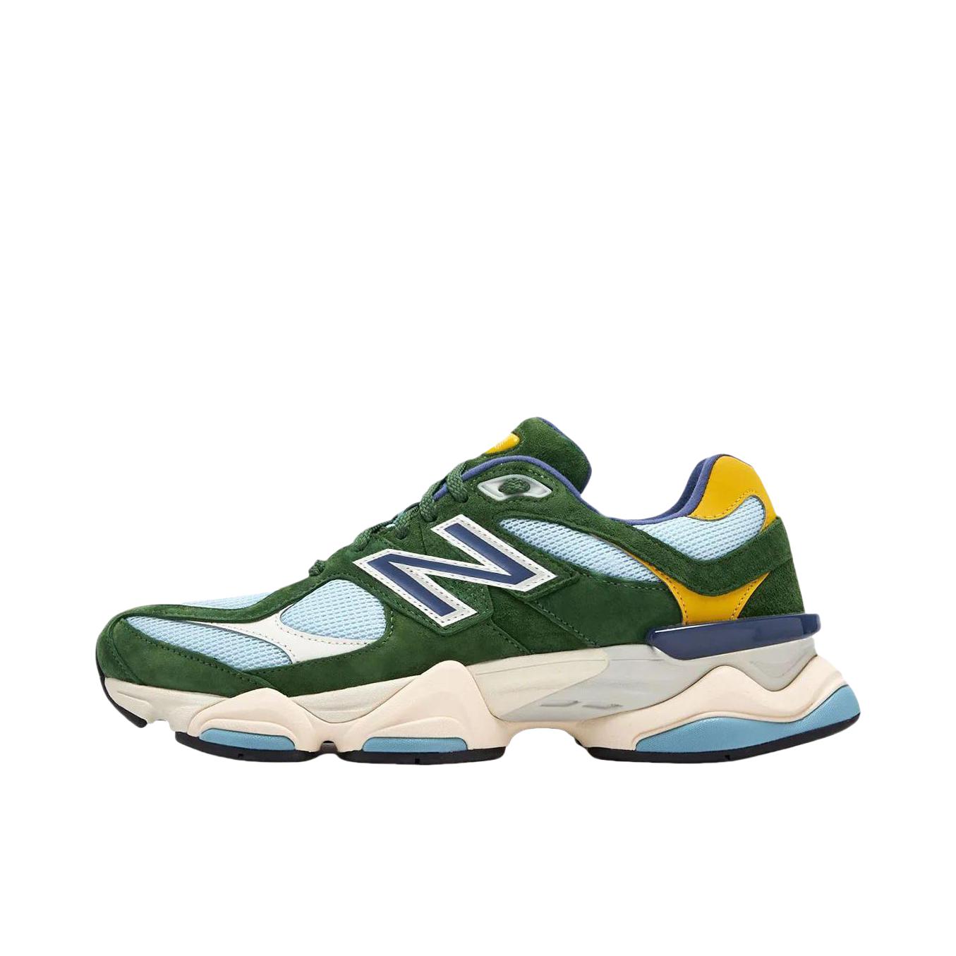 推荐商品：New Balance 9060 跑鞋 绒面革舒适减震网面透气防滑耐磨拼接复古增高圆头贴合耐穿 D宽/绿色/蓝色
