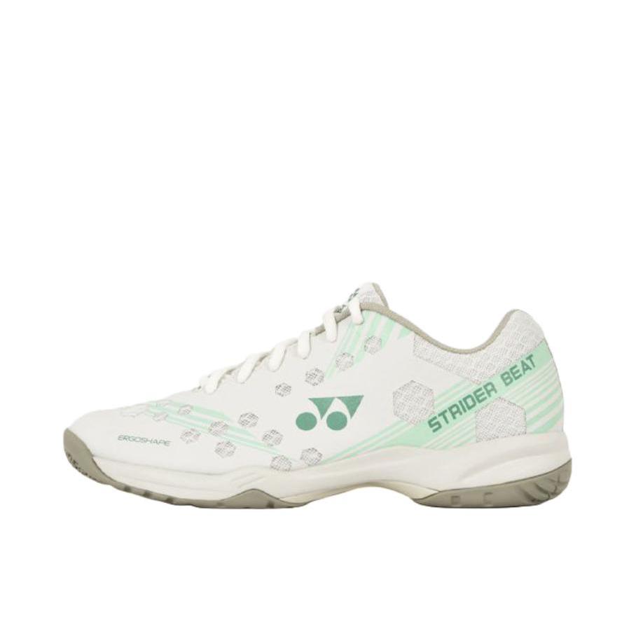 推荐商品：YONEX/尤尼克斯 Power Cushion Strider Beat 防滑 耐磨 减震 支撑 包裹性 羽毛球鞋 米色/绿色 
