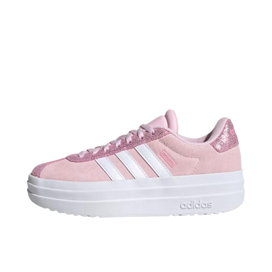推荐商品：adidas VL Court Bold T头鞋 德训鞋 板鞋 舒适百搭复古防滑耐磨轻便厚底增高贴合圆头 大童/透粉色/云白色