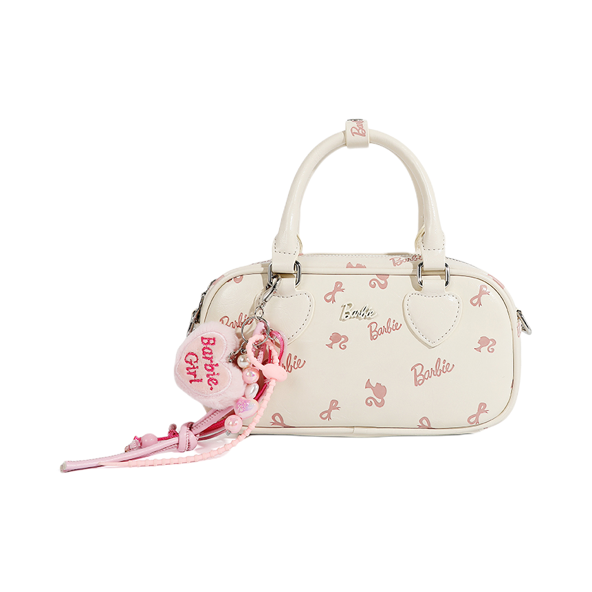 推荐商品：Barbie/芭比 常规小巧可爱小众经典压印设计学院风通勤学生党PU保龄球包斜挎包手提包