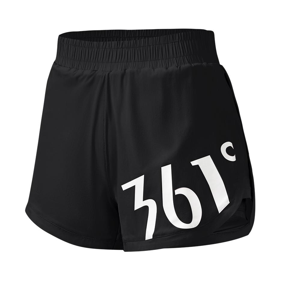 推荐商品：361° 田径假两件外穿透气防走光收腹薄款三分遮肉大码瑜伽短裤 女装 SLY2213030 暗夜黑