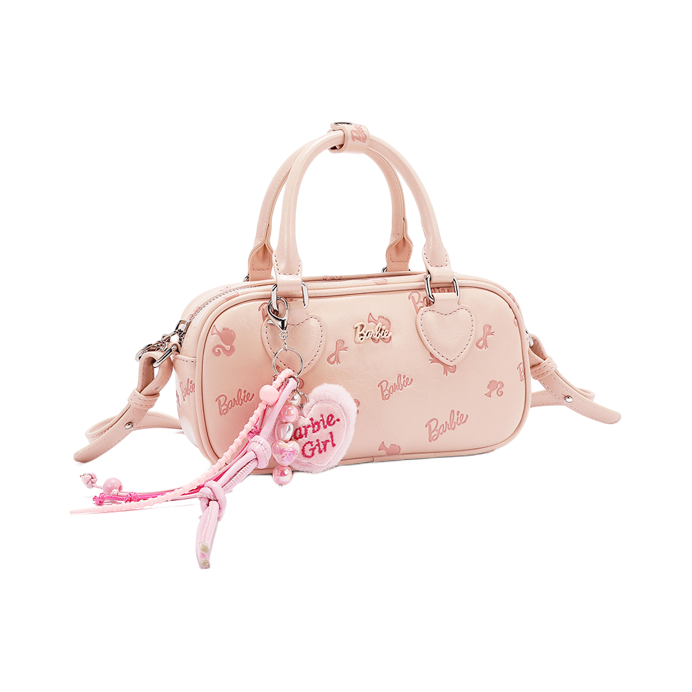 推荐商品：Barbie/芭比 常规小巧可爱小众经典压印设计学院风通勤学生党PU保龄球包斜挎包手提包