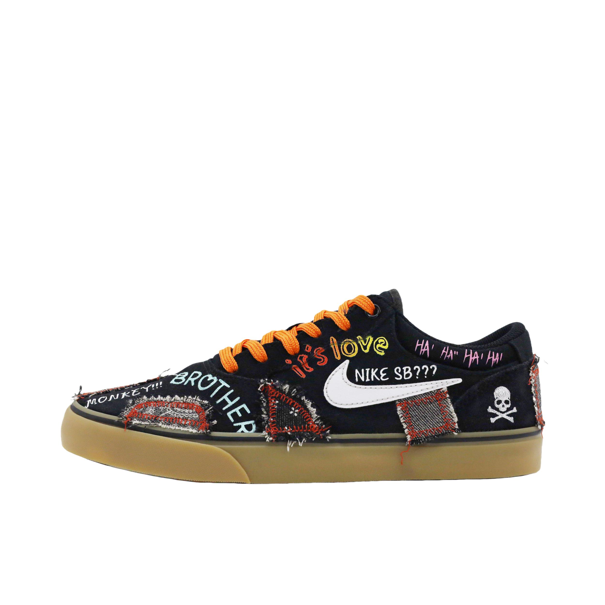 推荐商品：【定制球鞋】Nike SB Chron 减震轻便 低帮 休闲 防滑 板鞋 鸳鸯款/黑贴布涂鸦