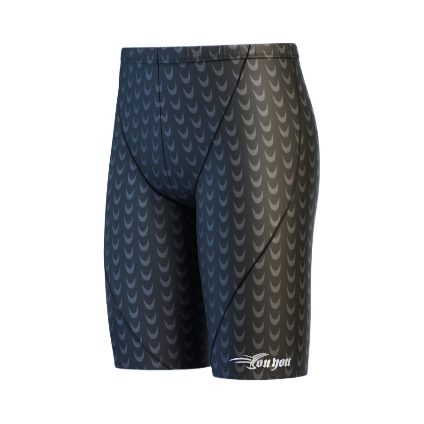 推荐商品：YOUYOU/佑游 大码速干防尴尬五分平角泳裤 25255K 黑/五分