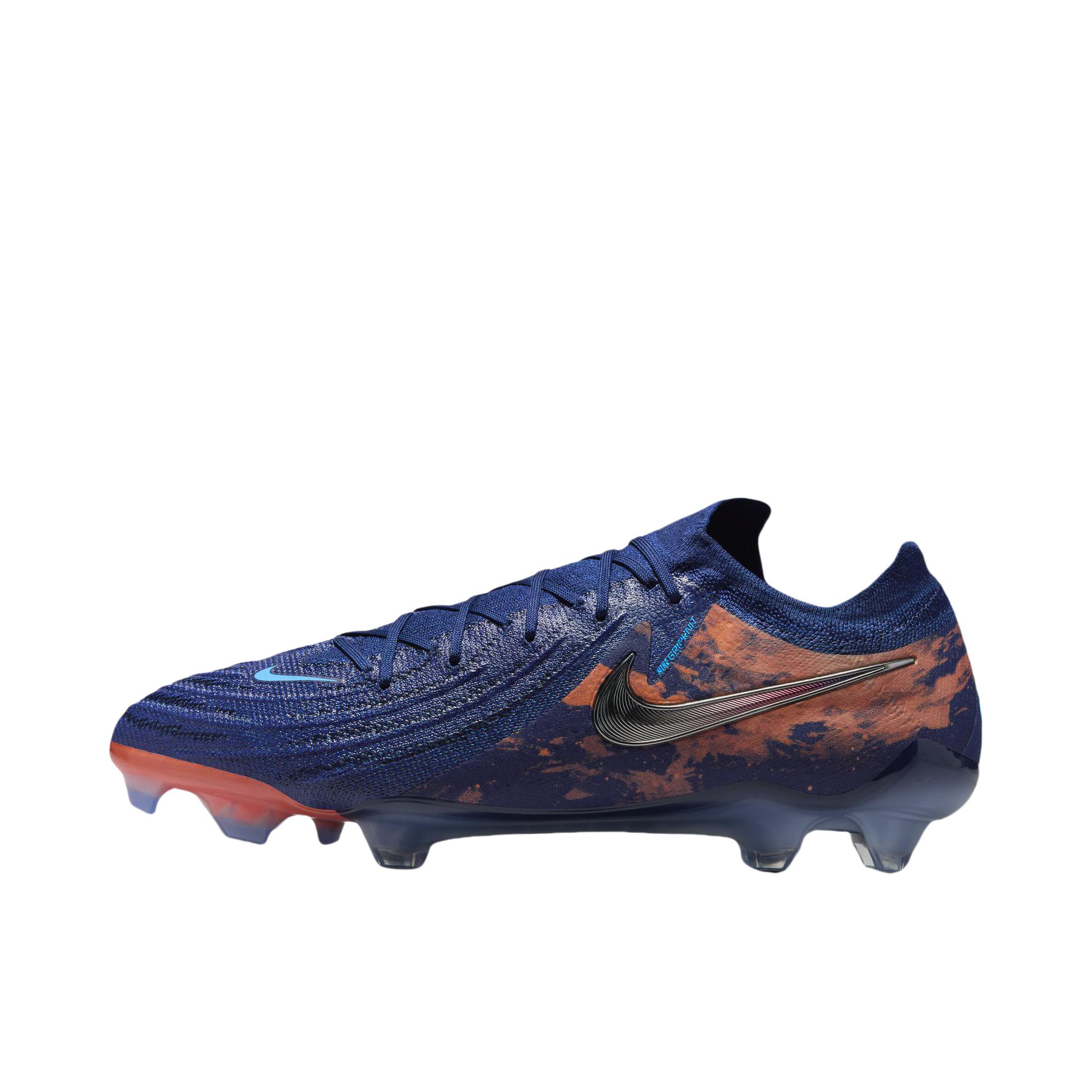 推荐商品：Nike Phantom GX II Elite FG 顶级 胶质长钉 硬天然草场 防滑耐磨 足球鞋 藏蓝色/橙色