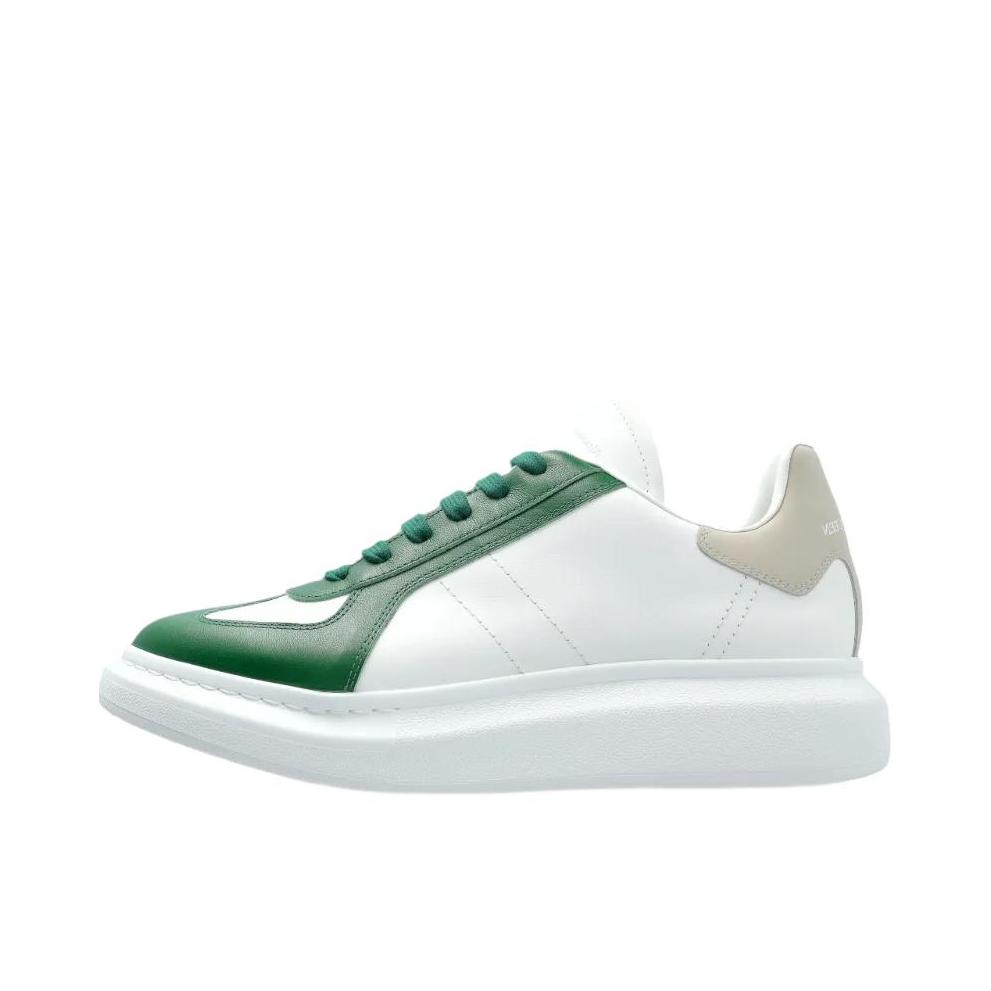 推荐商品：Alexander McQueen/亚历山大麦昆  圆头 系带 低帮 厚底 运动休闲鞋 807882WHABB1517 白色/绿色 