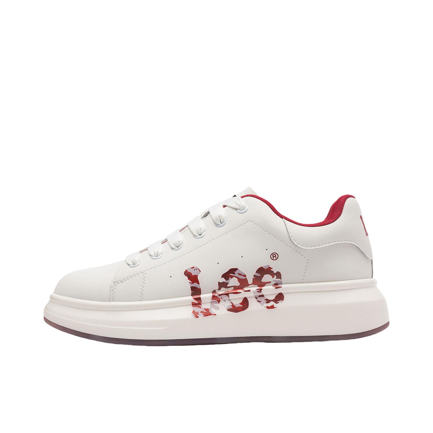 推荐商品：Lee Modern 板鞋 小白鞋 经典百搭增高透气厚底轻便 深酒红色