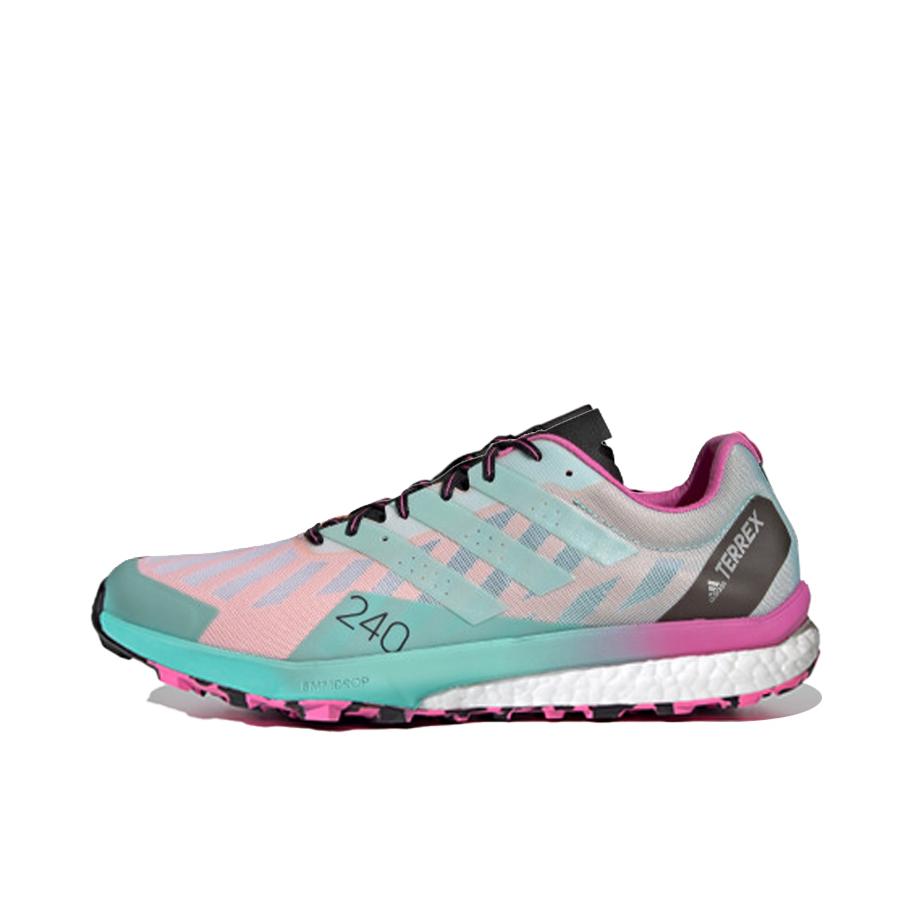 推荐商品：adidas Terrex Speed Ultra Trail 跑鞋 防滑耐磨透气轻便合成革织物实战 粉色/绿色