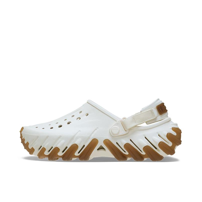 推荐商品：Crocs/卡骆驰 Echo Clog 波波 防滑包头 轻便舒适 一脚蹬 圆头 沙滩运动 涉水 缓震 洞洞鞋 凉鞋 粉笔色