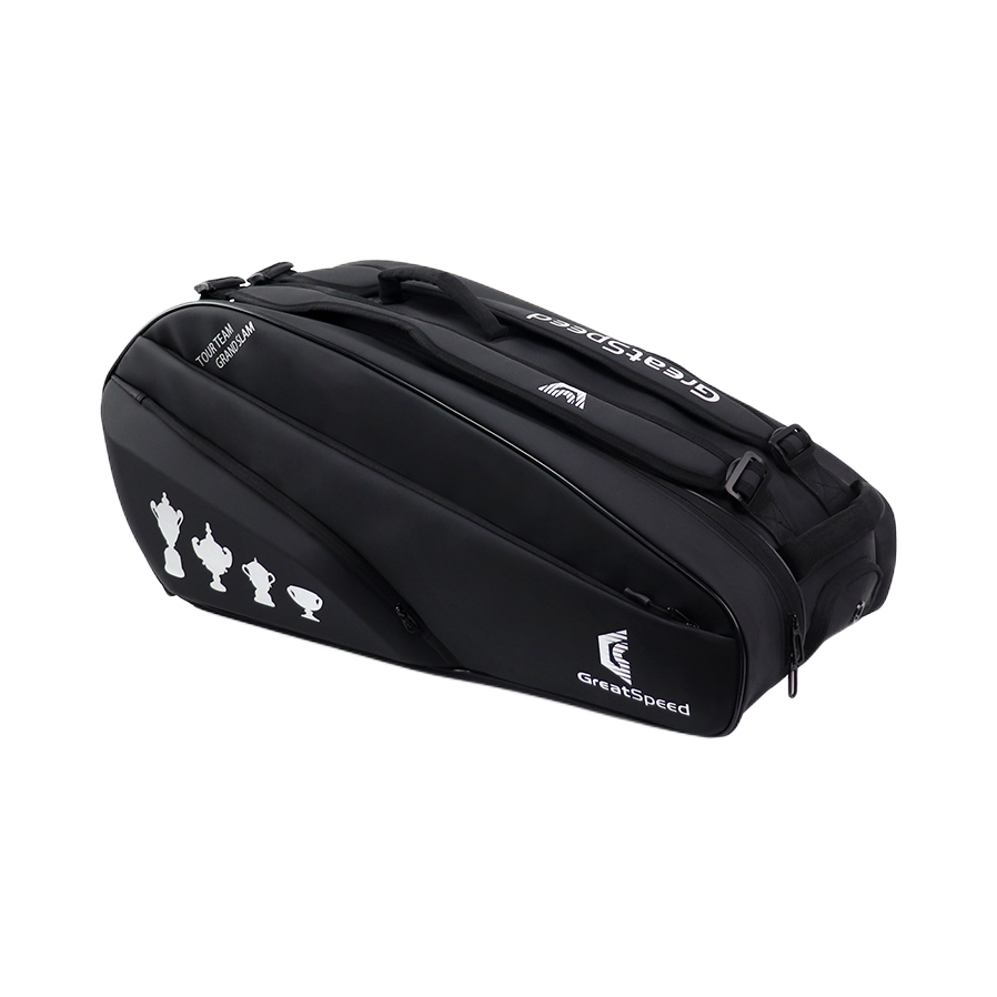 推荐商品：GREATSPEED/戈锐特斯 四大满贯6支装独立鞋仓温网版羽毛球包单肩双肩网球包