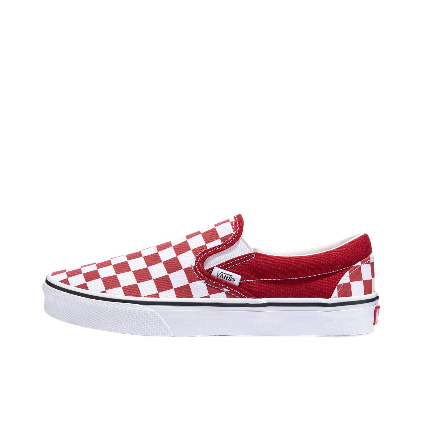 推荐商品：Vans/范斯 Classic Slip-on 防滑 简约 棋盘格 一脚蹬 百搭 休闲 帆布鞋 鲜红色 